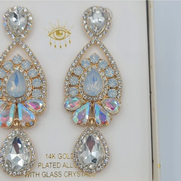 Eye Candy Earrings Gold Plated Glass Crystals Statement Earrings #547 - Picture 7 of 9